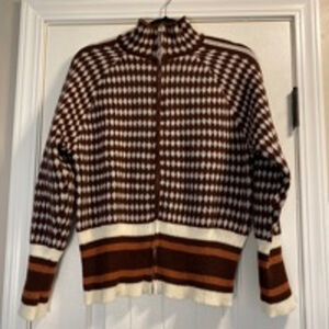 Women's Unbranded Cardigan Size L Brown and White